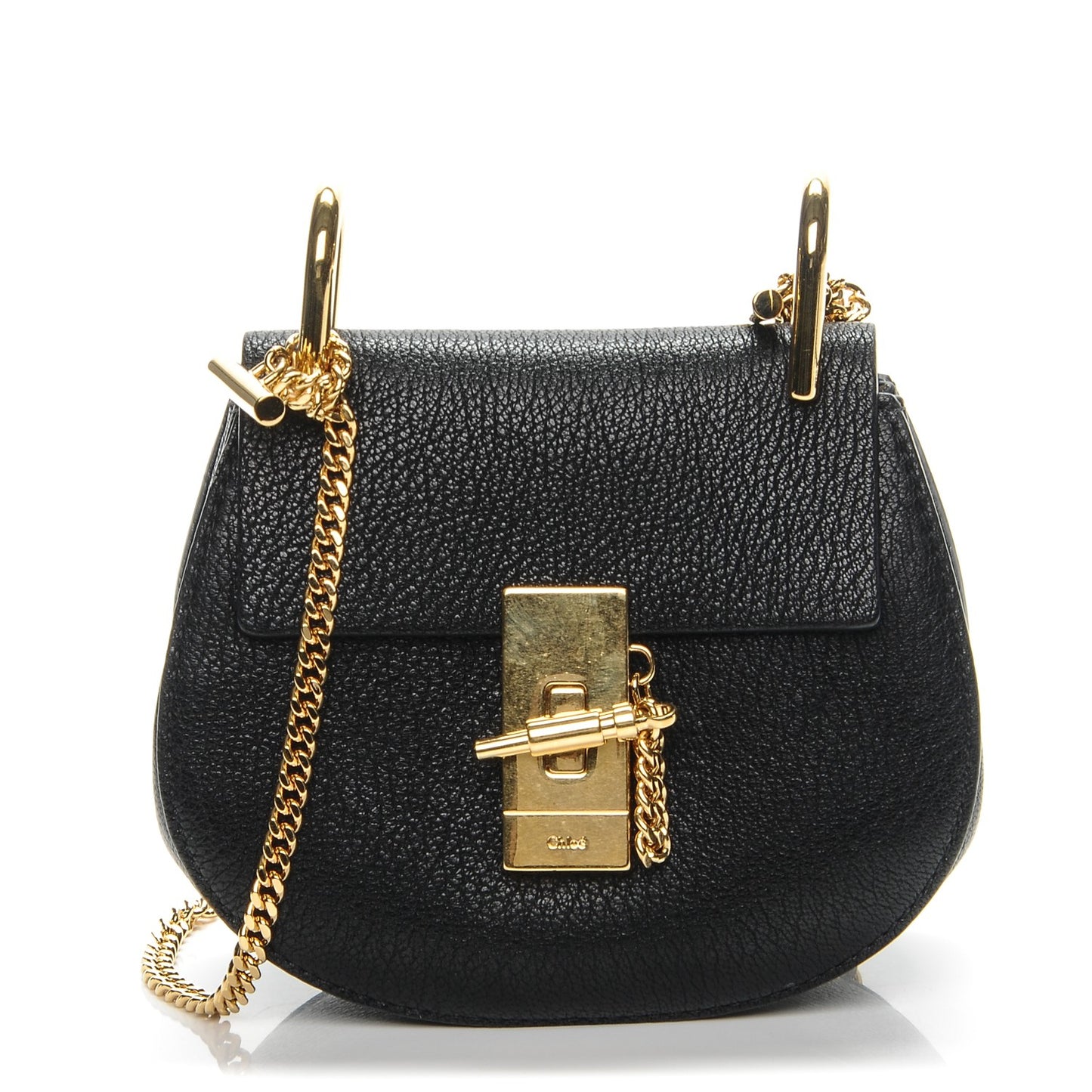 Grained Lambskin Nano Drew Shoulder Bag Black