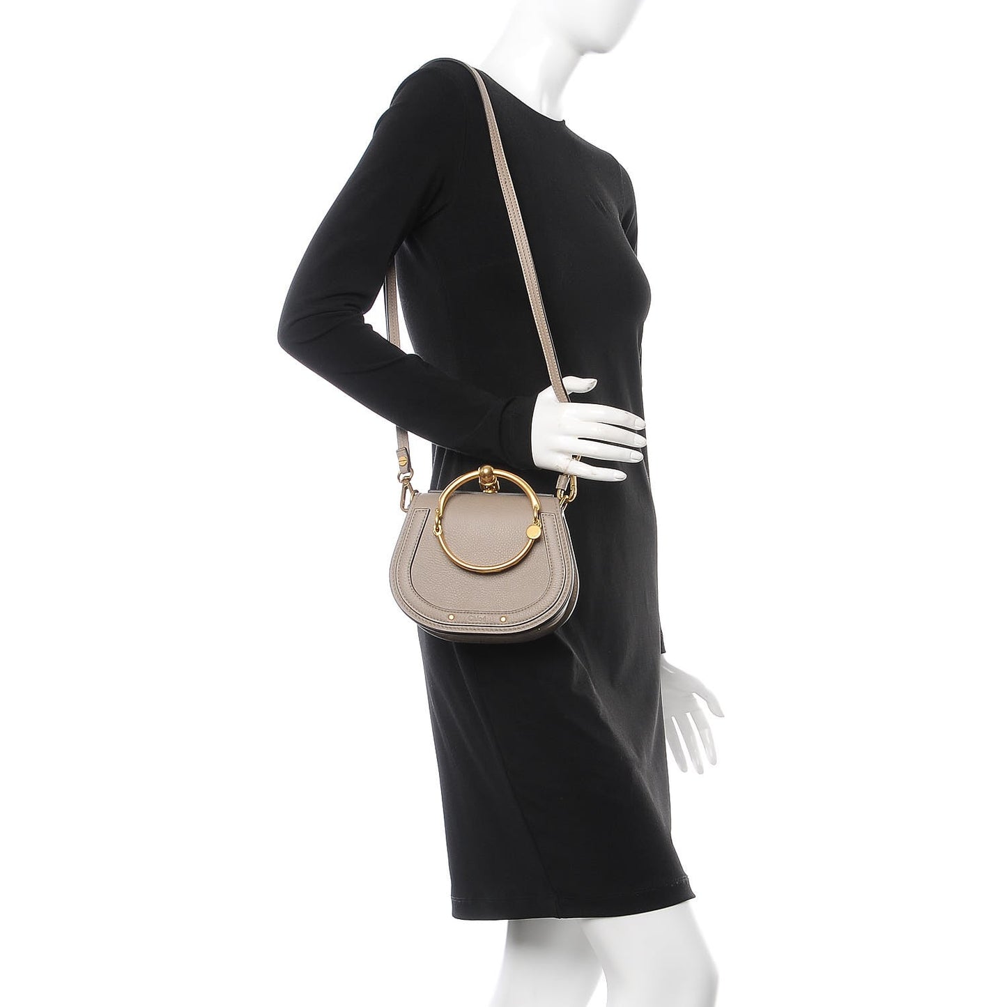 Calfskin Suede Small Nile Bracelet Bag Motty Grey