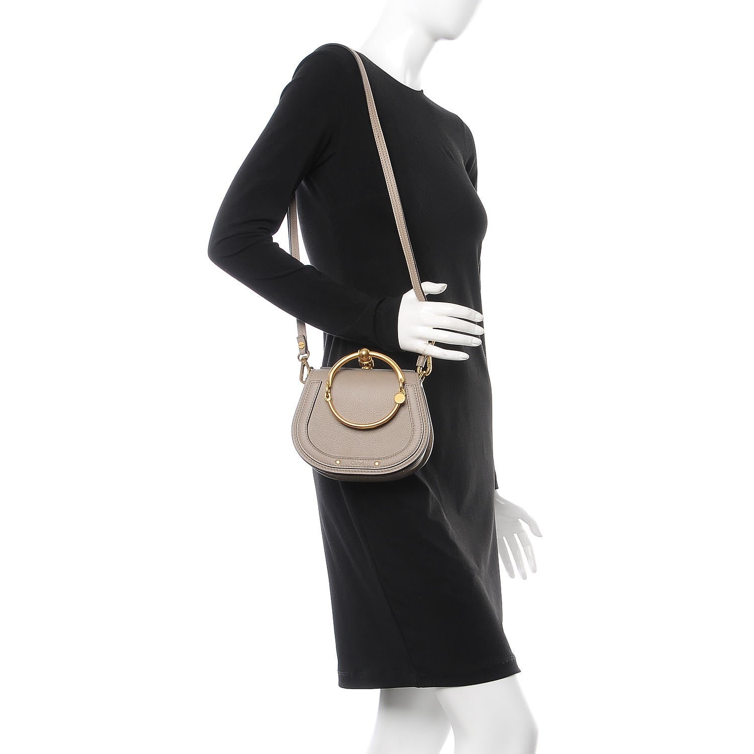 Chloe Calfskin Suede Small Nile Bracelet Bag Motty Grey 2 of 8