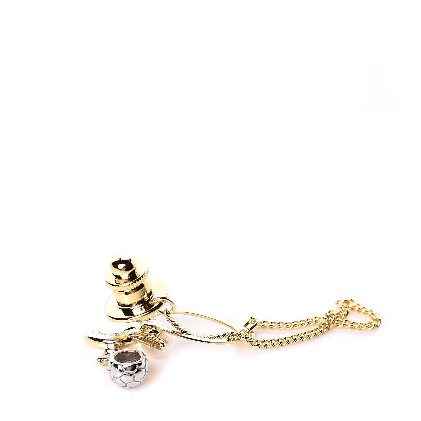 18K Yellow Gold Platinum Akoya Pearl 4.5mm Soccer Ball Tie Tack