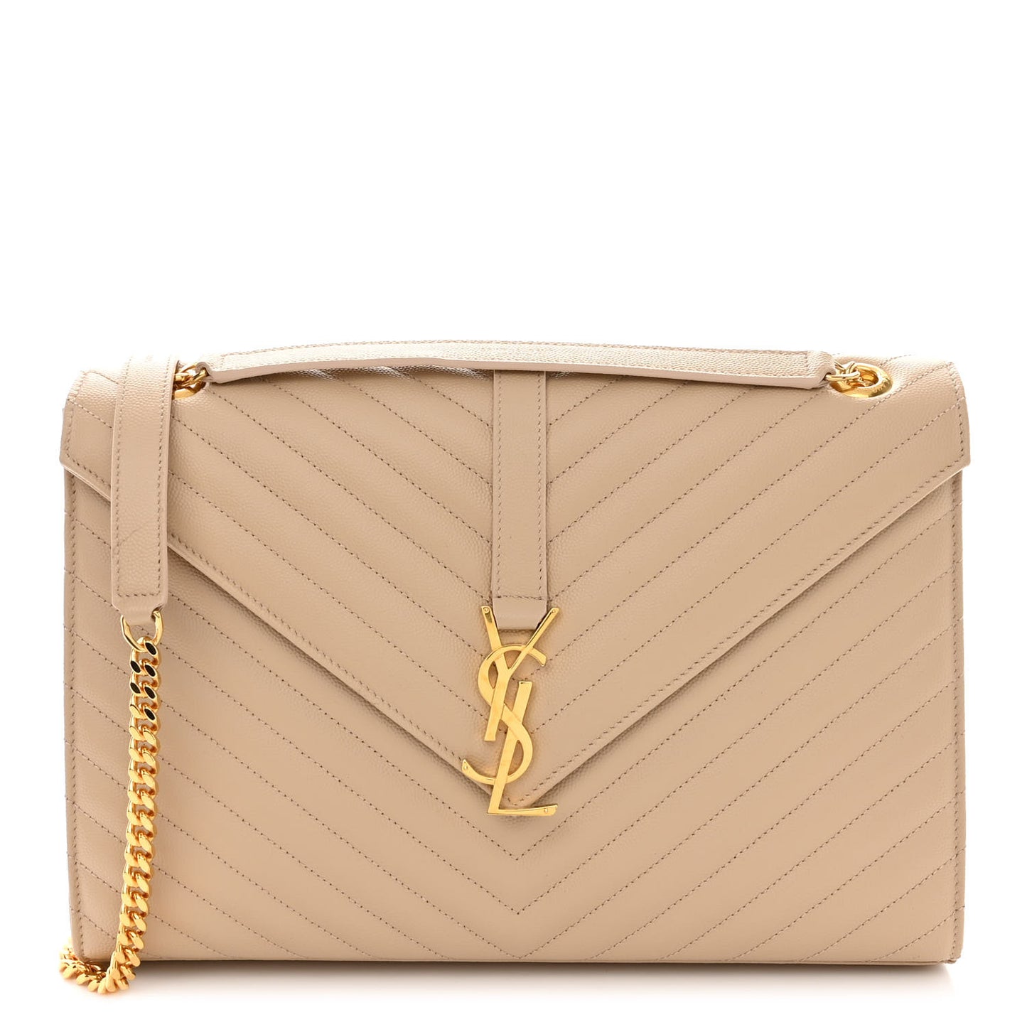 Grain De Poudre Matelasse Chevron Large Monogram Satchel Nude Powder