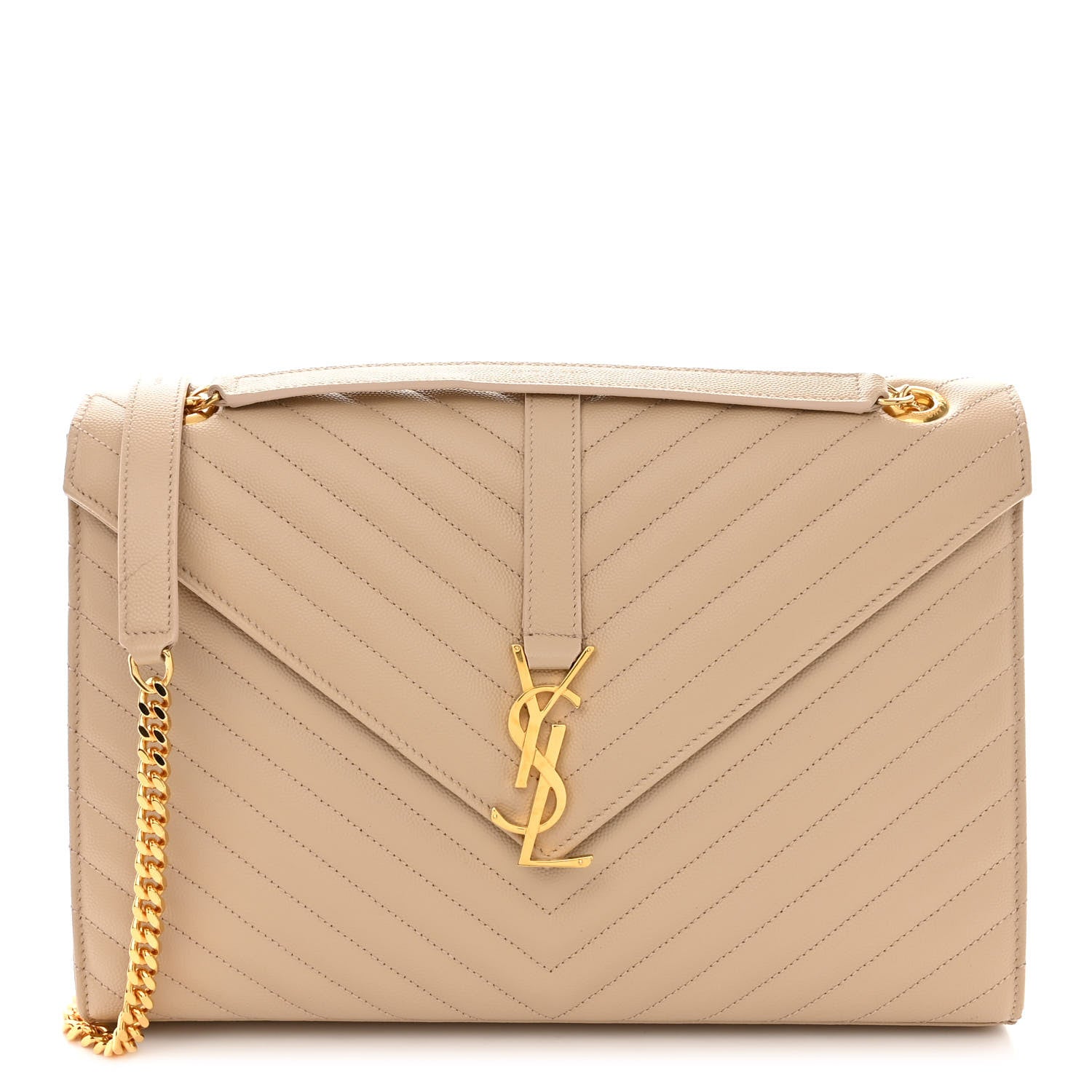 Saint Laurent Grain De Poudre Matelasse Chevron Large Monogram Satchel Nude Powder 1 of 9