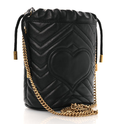 Gucci Calfskin Matelasse Mini GG Marmont 2.0 Bucket Bag Black 3 of 11