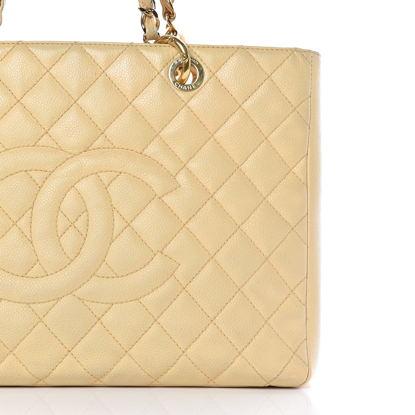 Caviar Quilted Grand Shopping Tote GST Beige