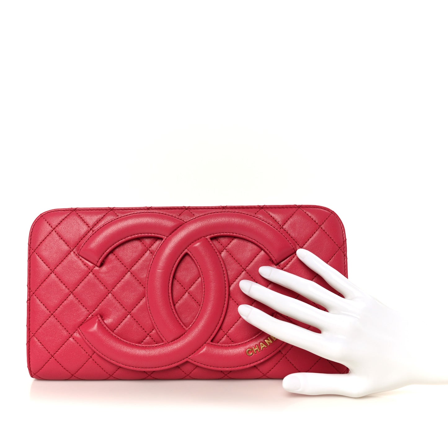 Lambskin Quilted Coco Midnight Clutch Dark Pink