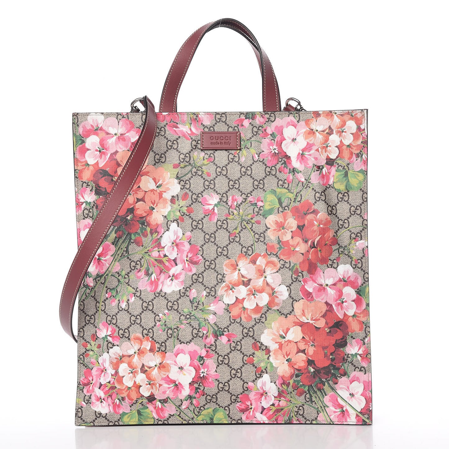 Soft GG Supreme Monogram Blooms Vertical Tote Beige Multicolor Dry Rose