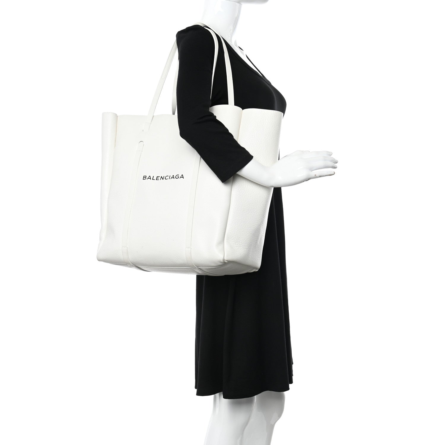 Balenciaga Smooth Calfskin Double Sided Medium Everyday Tote Optic White Black 2 of 19