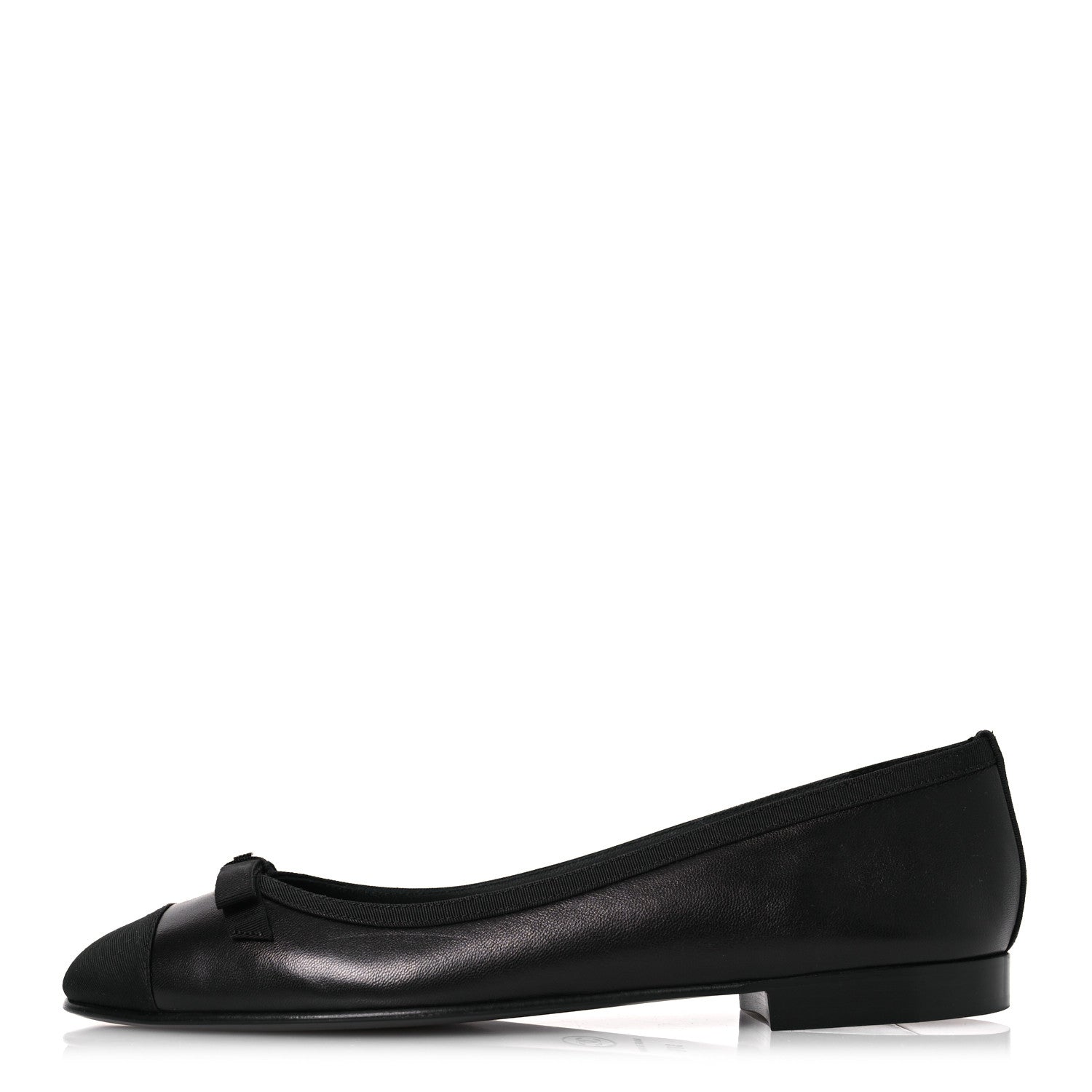Chanel Goatskin Cap Toe Bow CC Ballerina Flats 38.5 Black 1 of 12