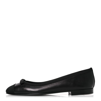 Chanel Goatskin Cap Toe Bow CC Ballerina Flats 38.5 Black 1 of 12