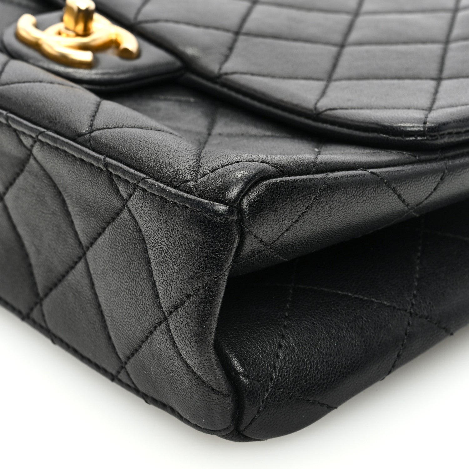 Chanel Lambskin Quilted Chaine Lettre Square Flap Black 10 of 10