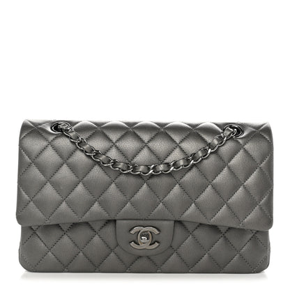 Chanel Metallic Calfskin Quilted Medium Double Flap Ruthenium Ruthenium 1 of 11
