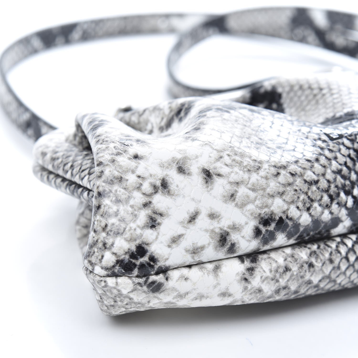 Balenciaga Calfskin Logo Python Effect Cloud Clutch XS Black White 7 of 8