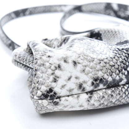 Balenciaga Calfskin Logo Python Effect Cloud Clutch XS Black White 7 of 8