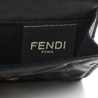 Fendi Nappa Matisse FF Diagonal Embossed Micro Tri-Fold Wallet Black 6 of 7