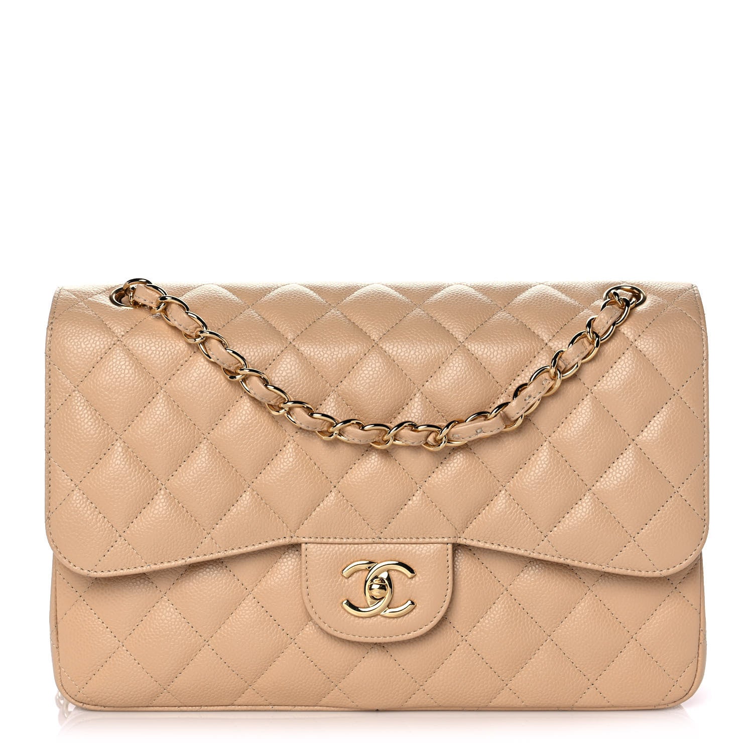 Chanel Caviar Quilted Jumbo Double Flap Beige Clair 1 of 10