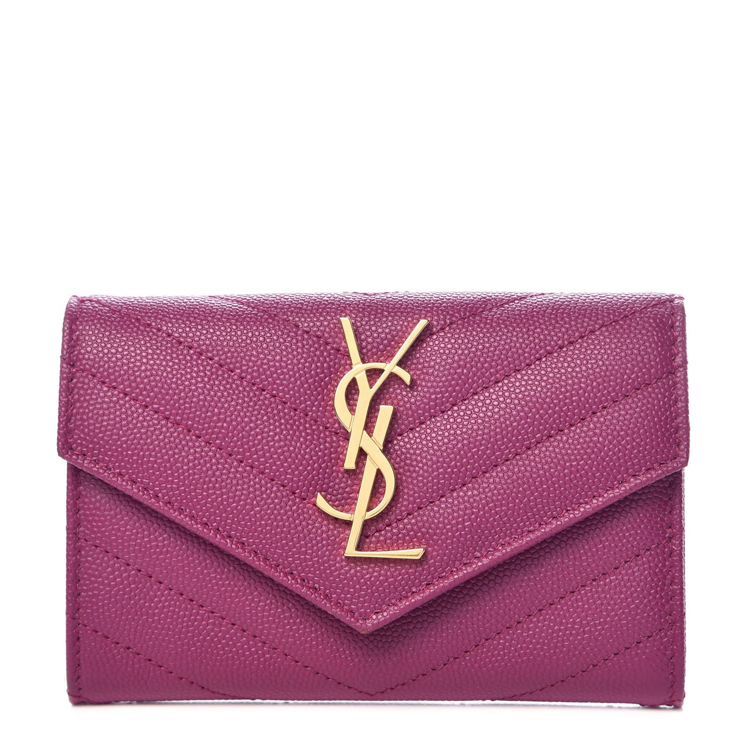 Grain De Poudre Matelasse Chevron Small Monogram Envelope Wallet Dark Grape
