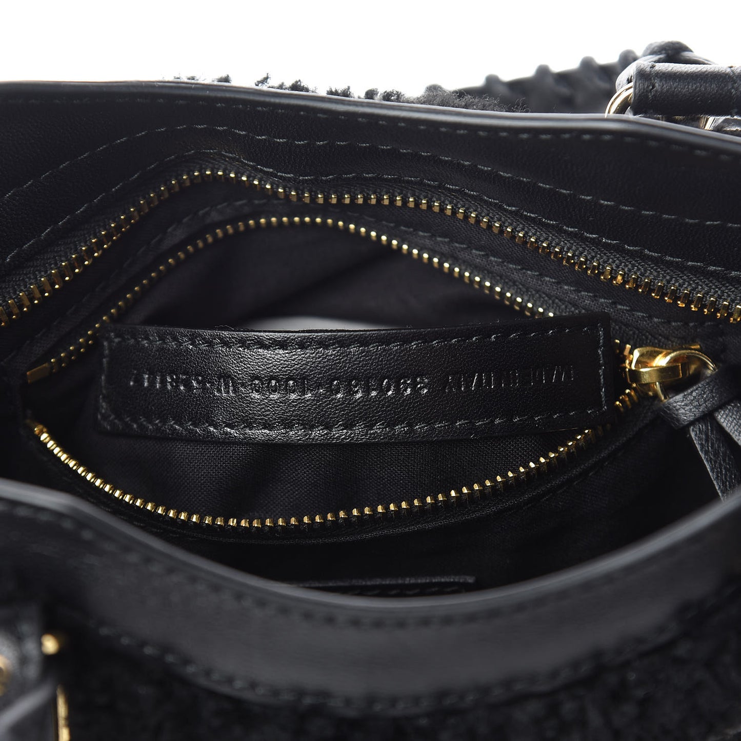 Shearling Gold Metallic Edge Hardware Mini City Black