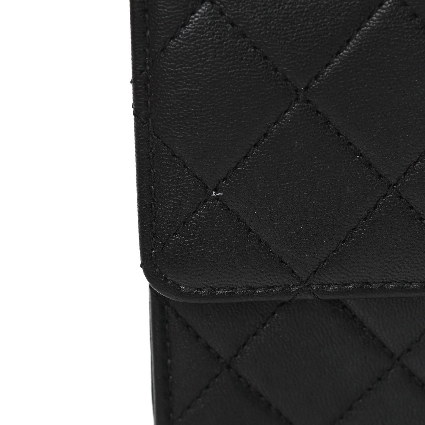 Goatskin Quilted Logo Small Chic Flap Black