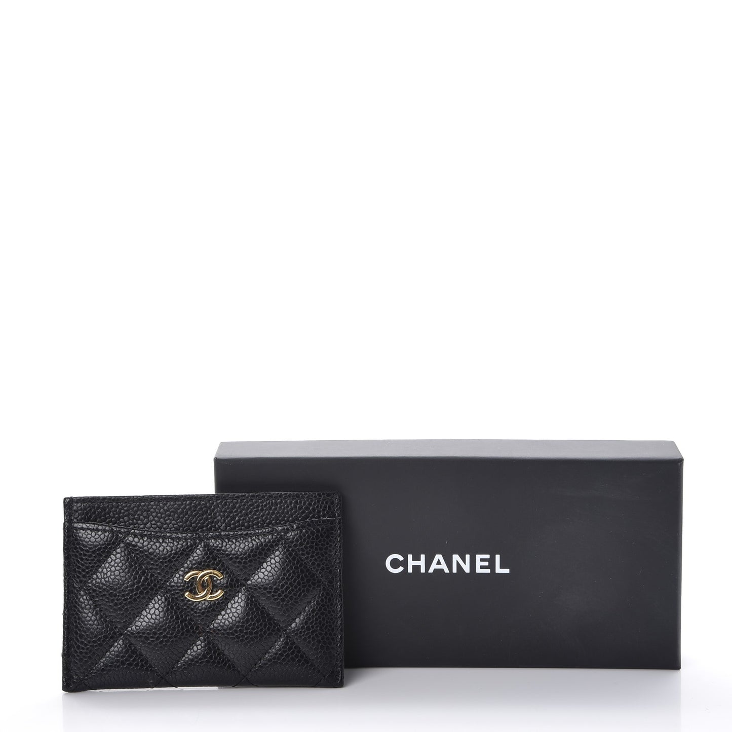Caviar Quilted Card Holder Black