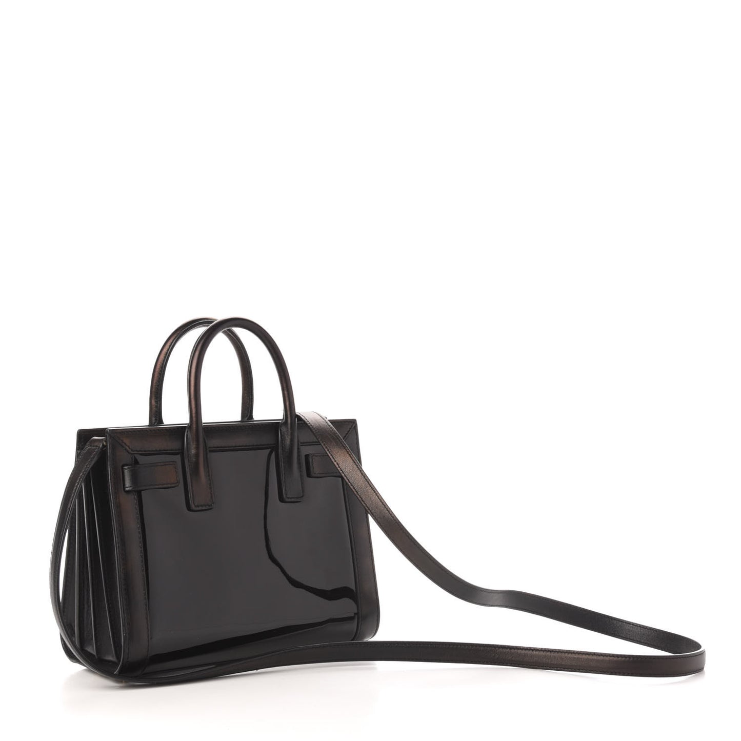 Patent Calfskin Nano Sac de Jour Black