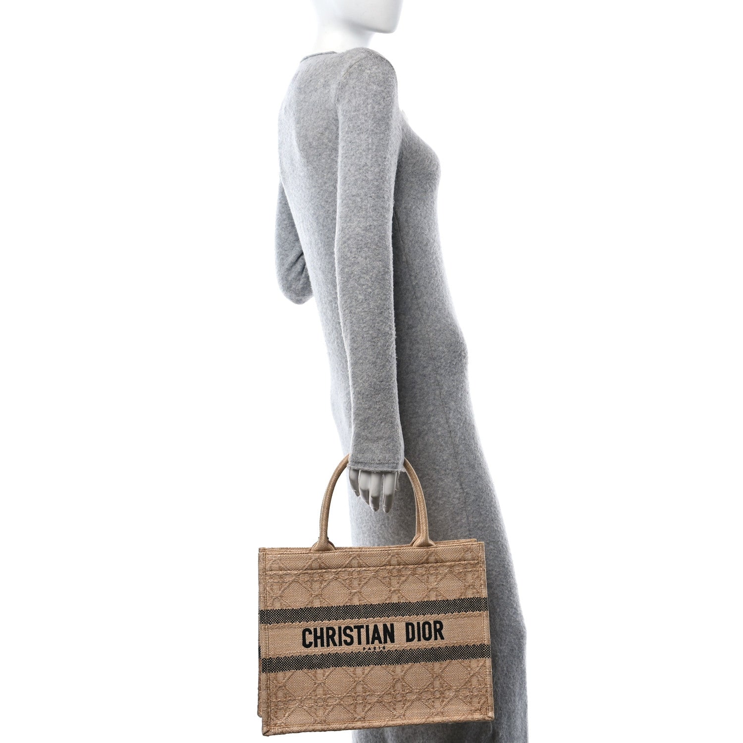 Christian Dior Raffia Cannage Medium Book Tote Natural 3 of 10