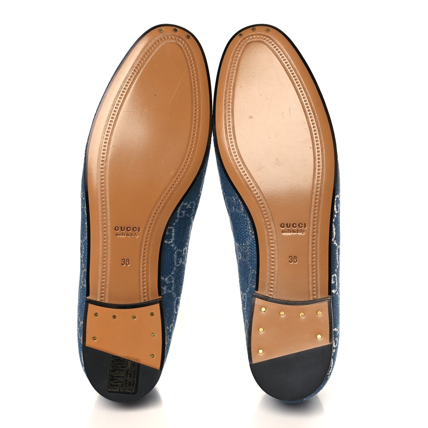 Canvas Lame GG Monogram Horsebit Womens Jordaan Loafers 38 Blue Silver Cornflower Blue