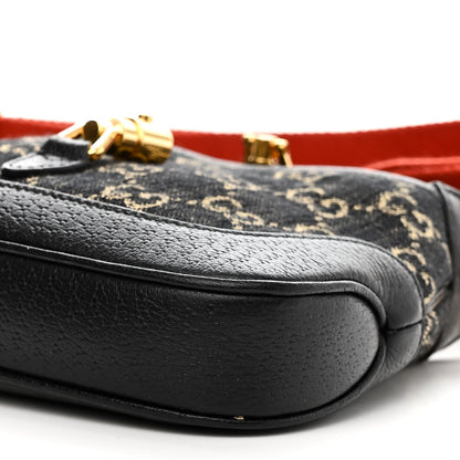 Gucci Jacquard Black Denim GG Monogram Textured Dollar Calfskin Mini Jackie 1961 Hobo Black Ivory 10 of 10
