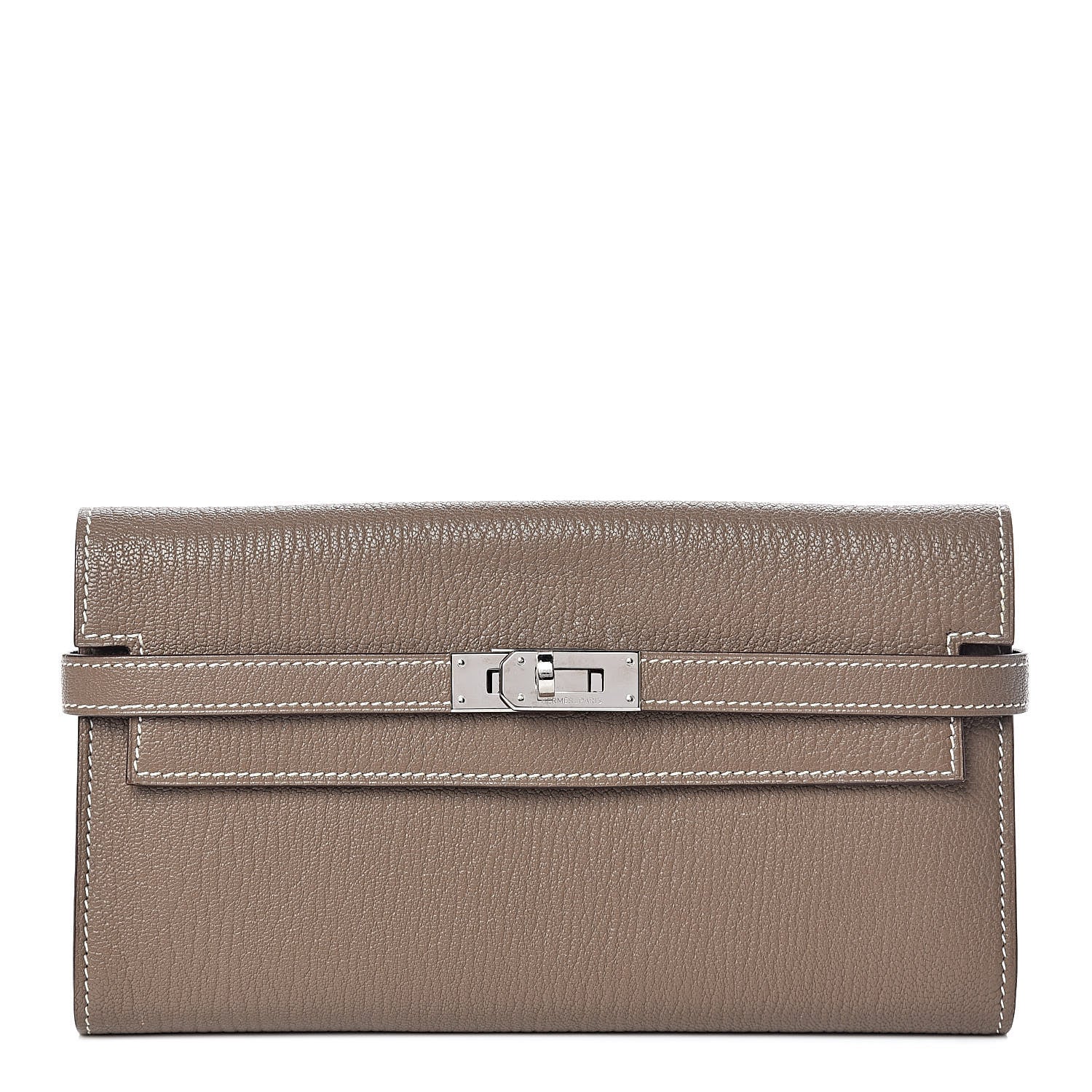 Hermes Chevre Mysore Kelly Longue Wallet Etoupe 1 of 10