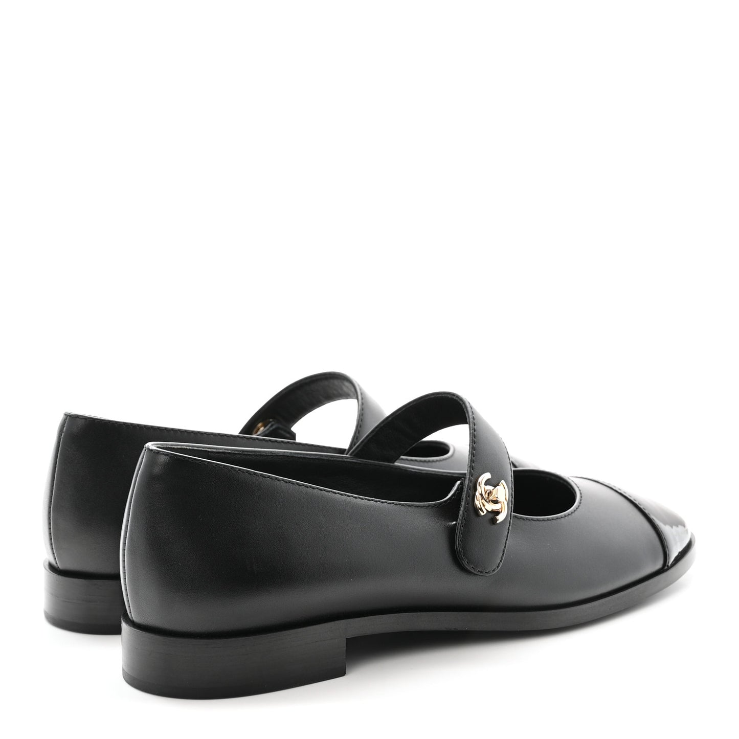 Calfskin Patent Mary Janes Flats 38.5 Black