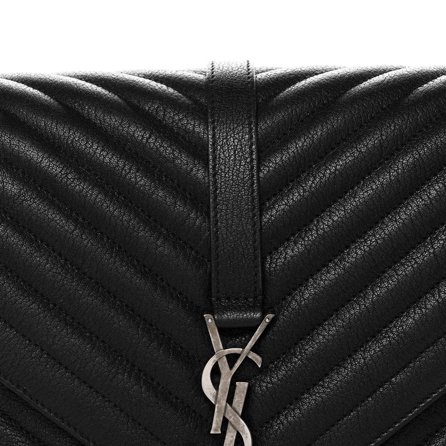 Saint Laurent Sheepskin Matelasse Chevron Monogram Large College Satchel Black 8 of 14