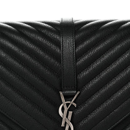 Saint Laurent Sheepskin Matelasse Chevron Monogram Large College Satchel Black 8 of 14