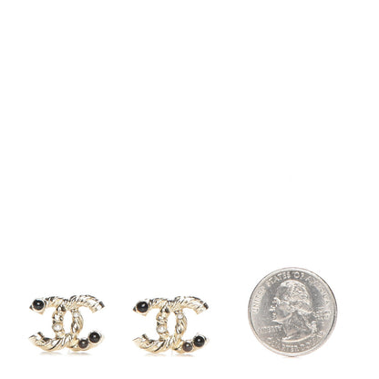 Chanel Pearl Resin Twisted CC Earrings Gold 2 of 4