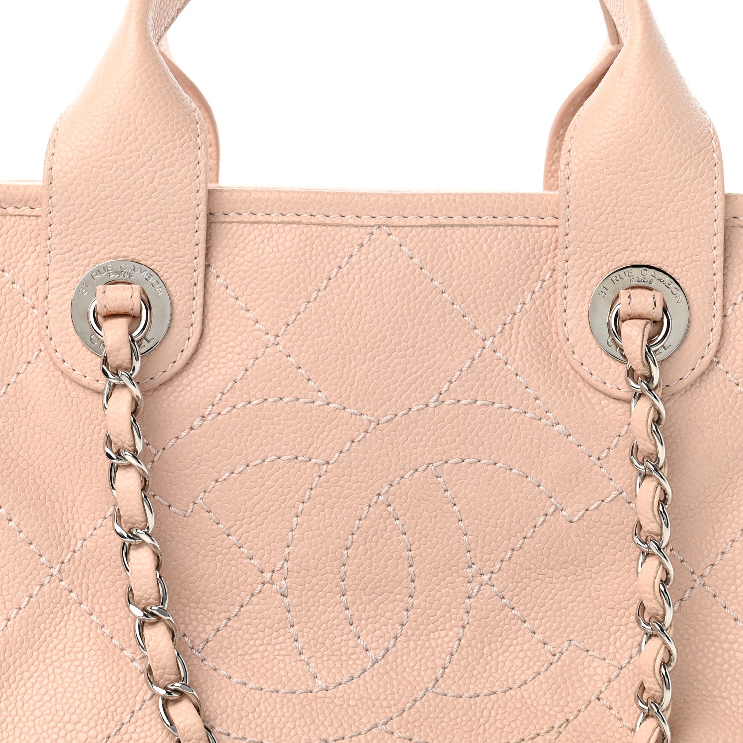 Chanel Caviar Quilted Small Deauville Bowling Bag Light Pink 8 of 13