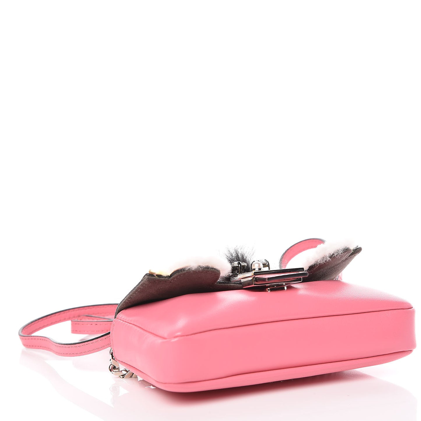 Nappa Rabbit Fox Fur Micro Buggie Baguette Rosa Fluo Multicolor