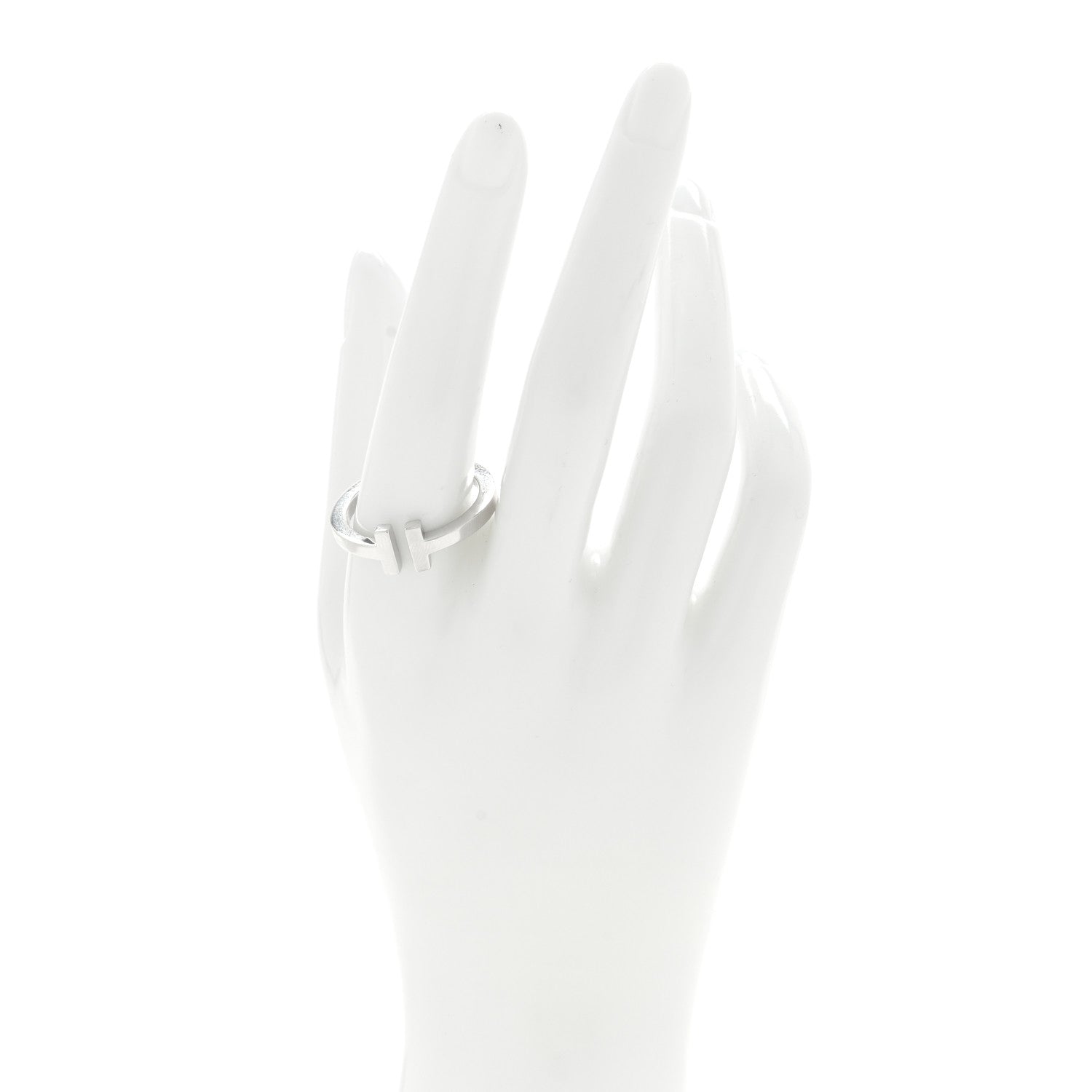 Tiffany 18K White Gold T Square Ring 64 10.75 2 of 4