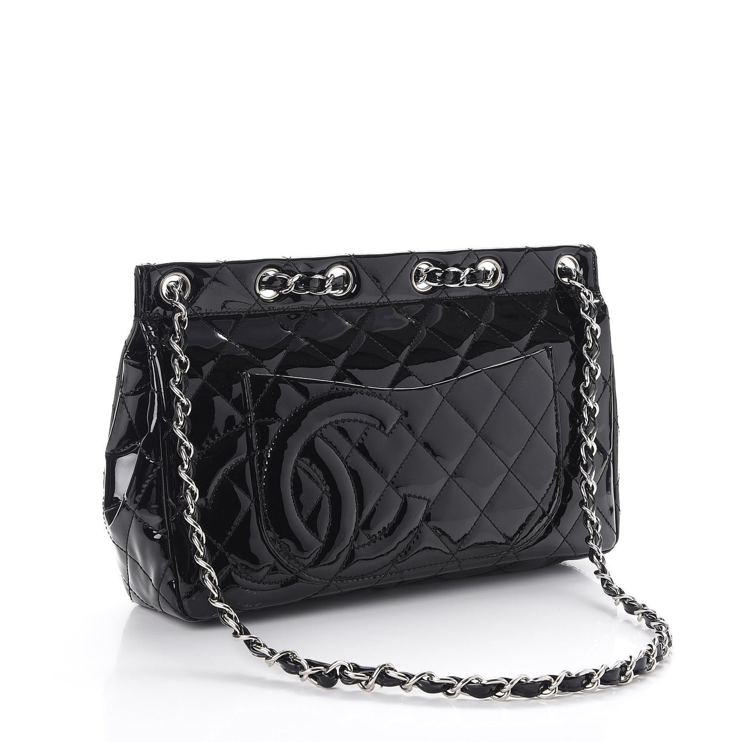 Patent Quilted Jumbo Diagonal CC Flap Black