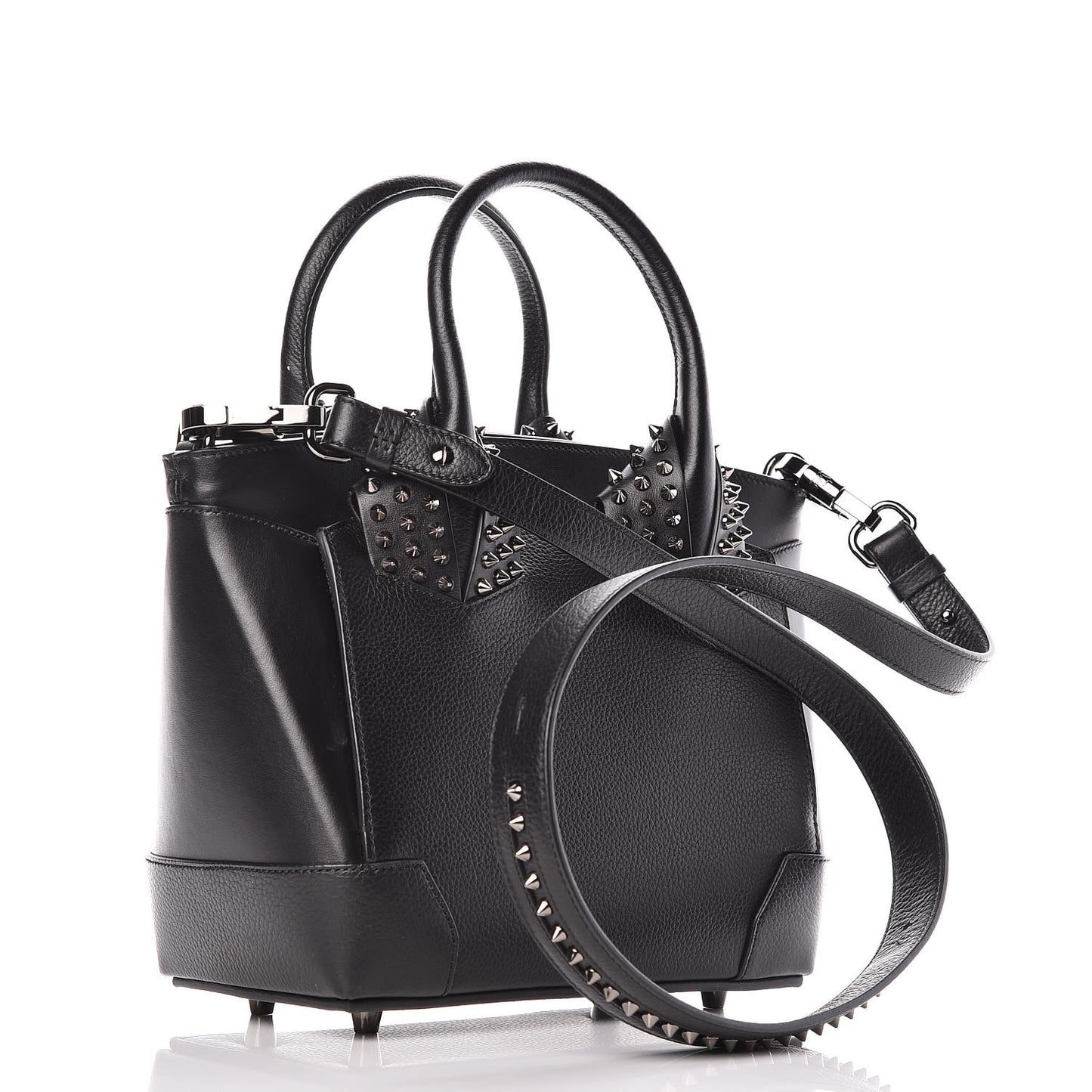 Grained Calfskin Spike Small Eloise Tote Black