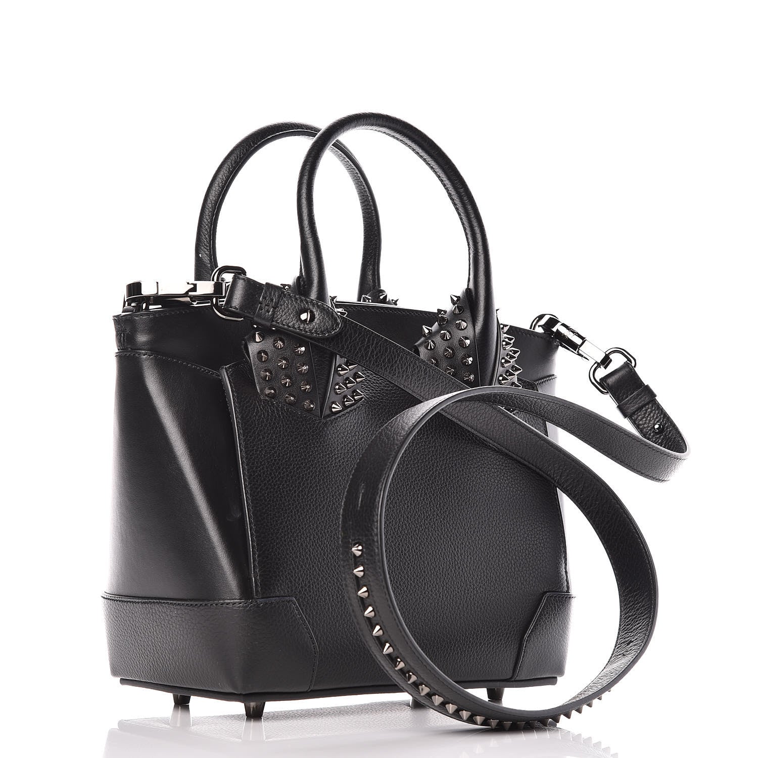 Christian Louboutin Grained Calfskin Spike Small Eloise Tote Black 3 of 9
