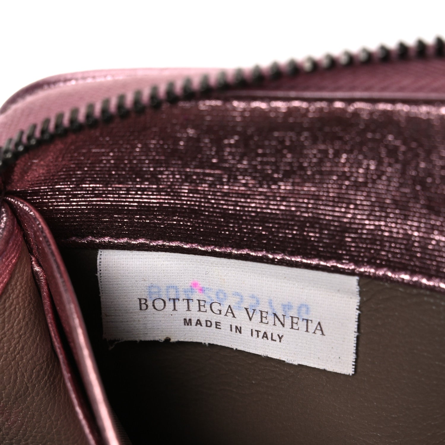 Bottega Veneta Metallic Nappa Intrecciato Zip Around Wallet Pink 7 of 8