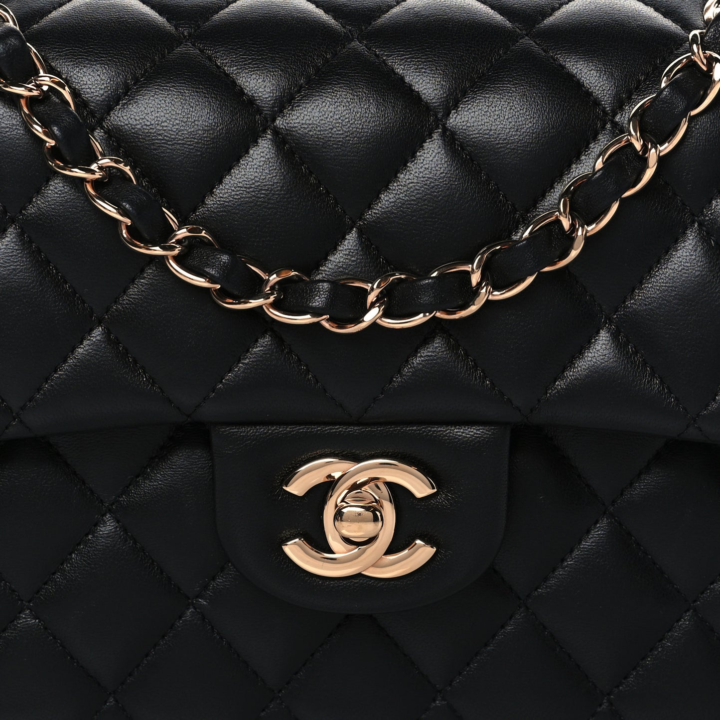 Lambskin Quilted Small Double Flap Black