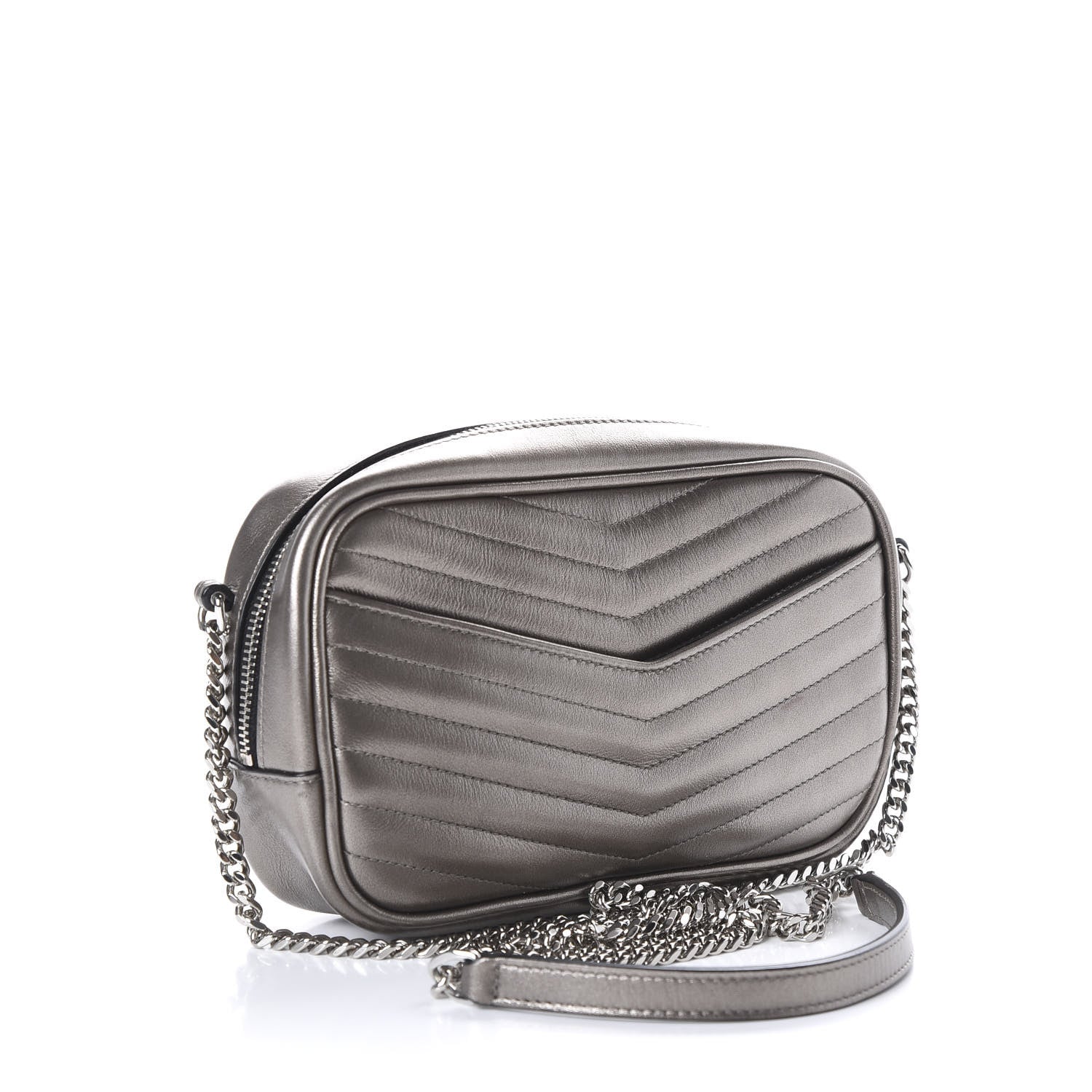 Saint Laurent Grain De Poudre Matelasse Monogram Mini Lou Camera Bag Silver 2 of 8