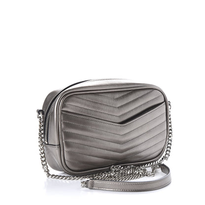 Saint Laurent Grain De Poudre Matelasse Monogram Mini Lou Camera Bag Silver 2 of 8