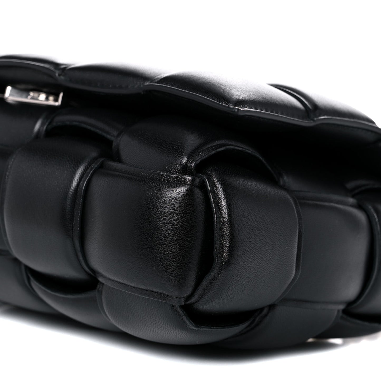 Lambskin Maxi Intreccio Padded Chain Cassette Crossbody Bag Black