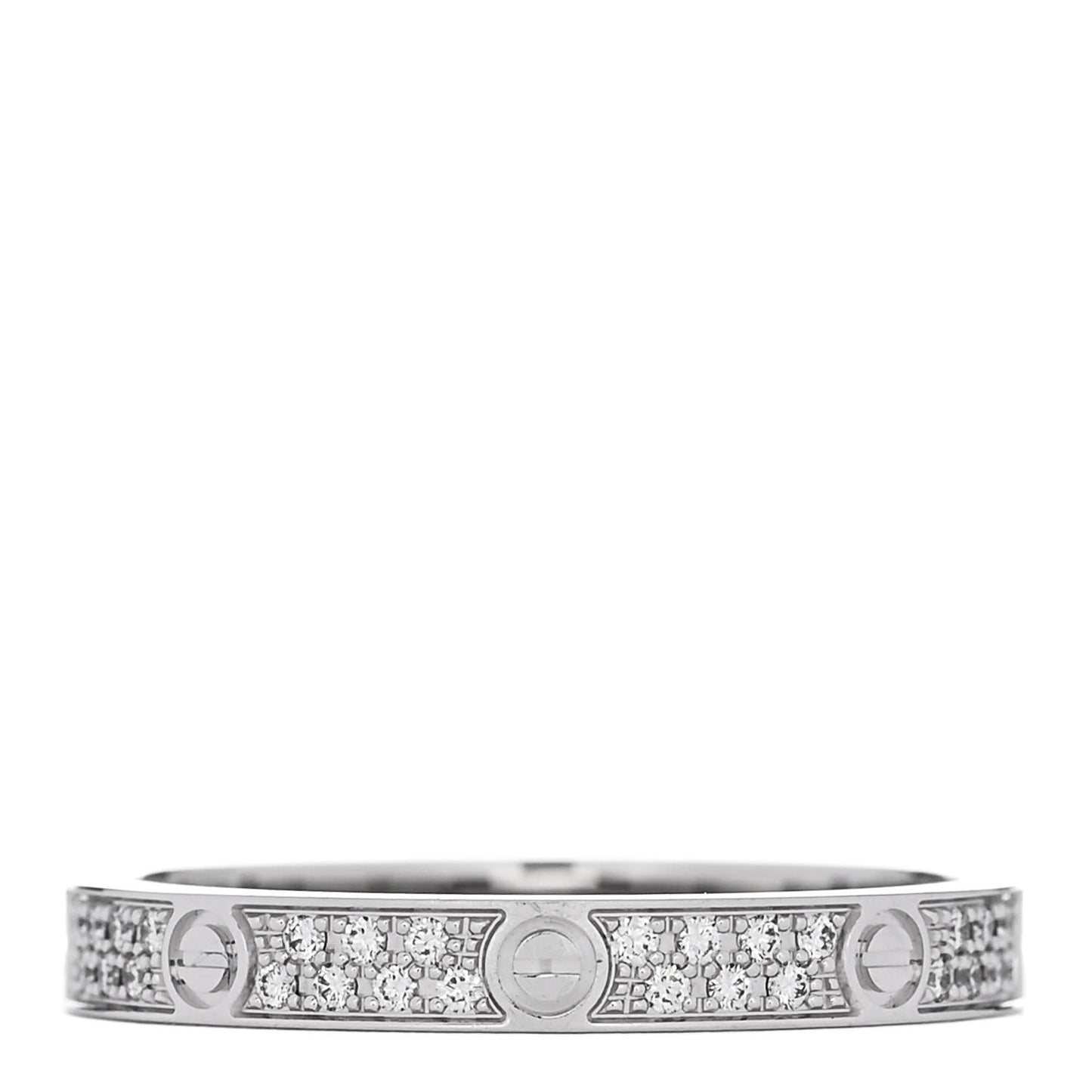 18K White Gold Diamond 2.6mm LOVE Paved Band Ring 51 5.75
