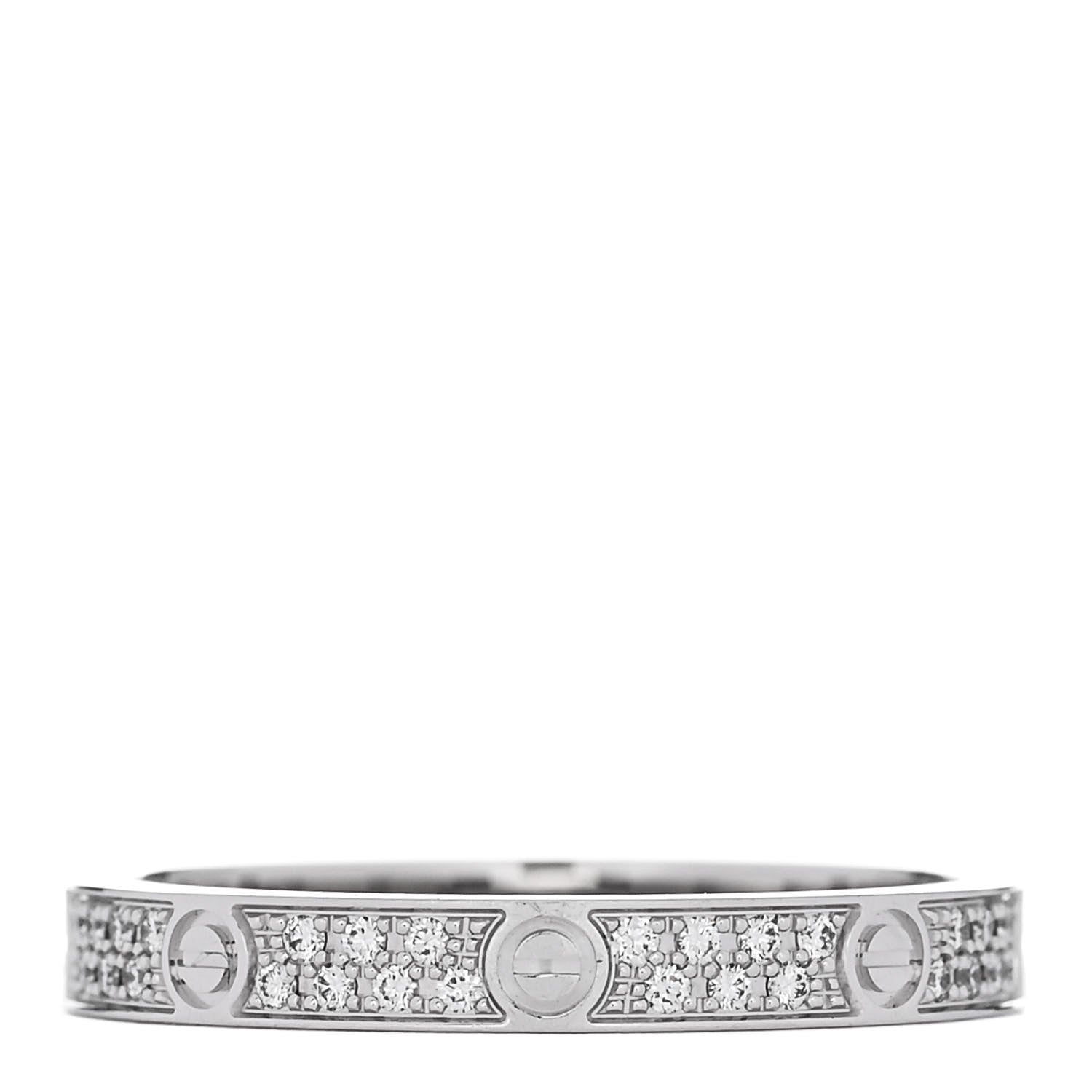 Cartier 18K White Gold Diamond 2.6mm LOVE Paved Band Ring 51 5.75 1 of 5