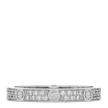 Cartier 18K White Gold Diamond 2.6mm LOVE Paved Band Ring 51 5.75 1 of 5