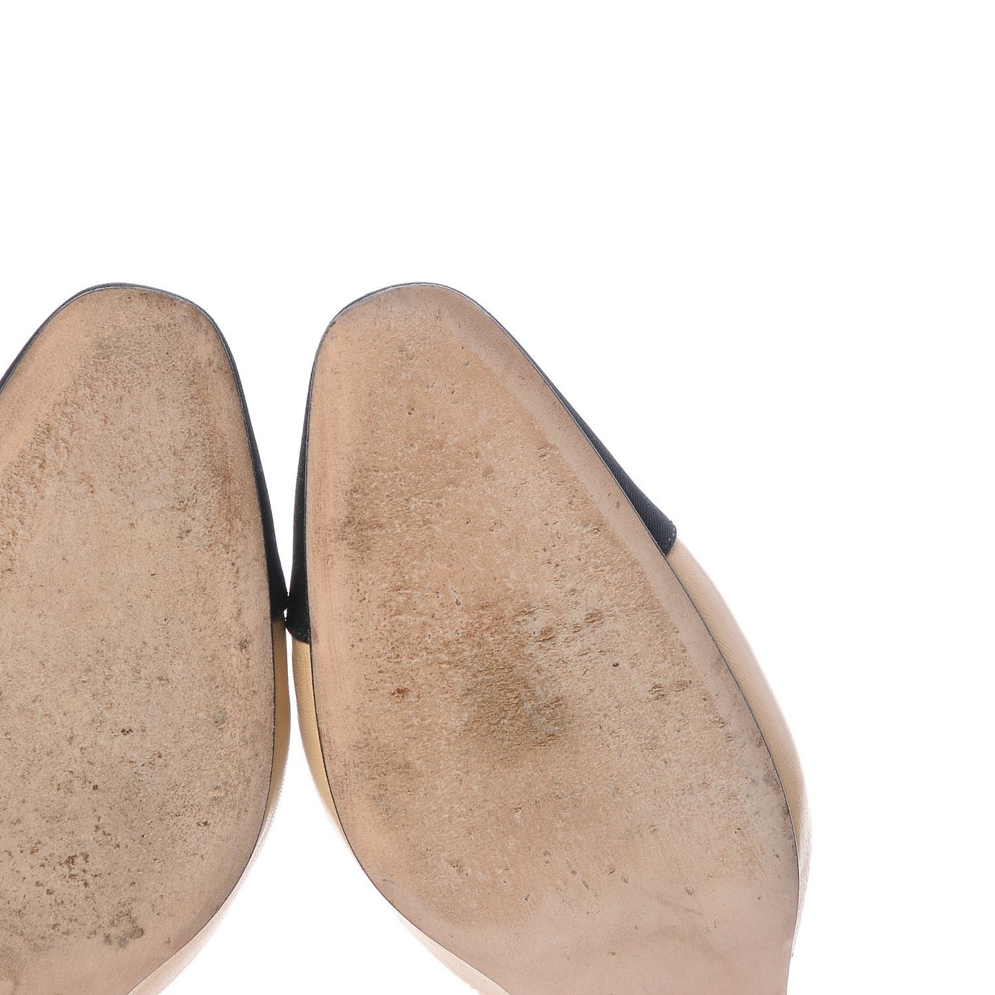 Goatskin Grosgrain Cap Toe CC Slingback Pumps 38 Beige Black