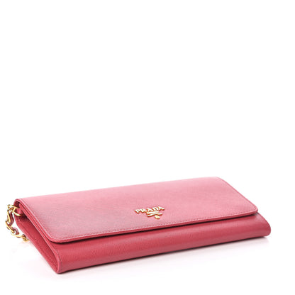 Prada Saffiano Metal Oro Chain Wallet Peonia 4 of 12