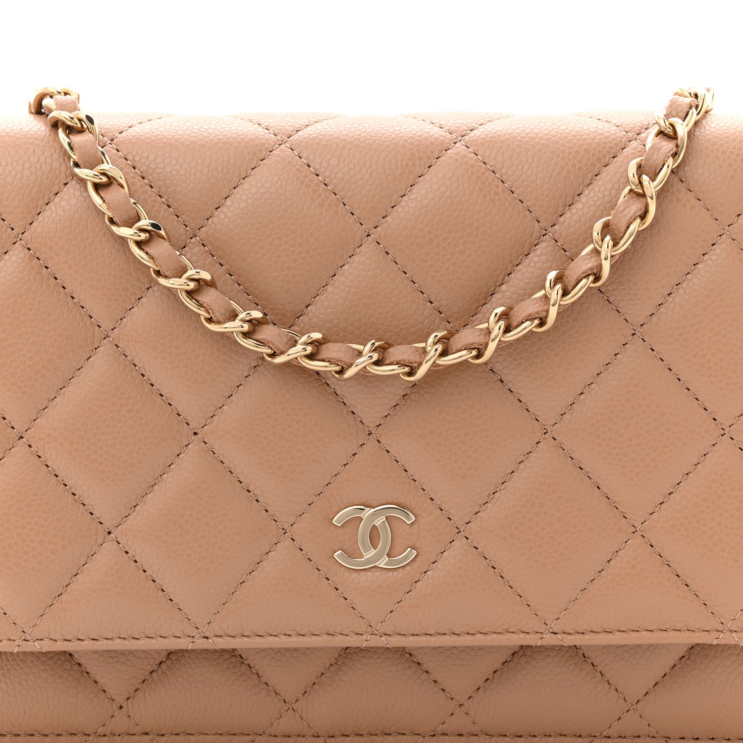 Chanel Caviar Quilted Wallet on Chain WOC Dark Beige 8 of 11