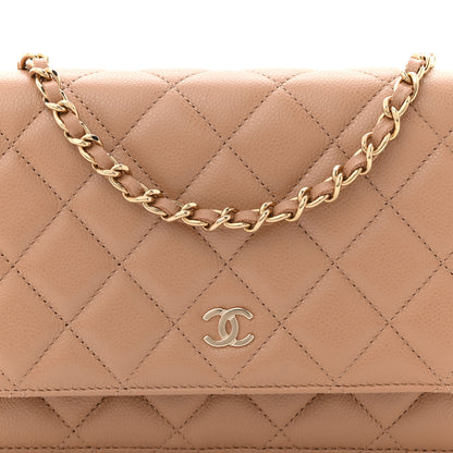 Chanel Caviar Quilted Wallet on Chain WOC Dark Beige 8 of 11